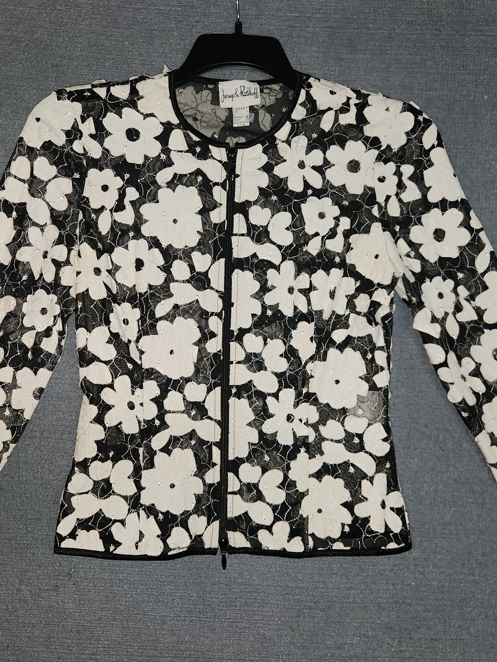 Joseph Ribkoff Black & White Floral Lace Jacket #451